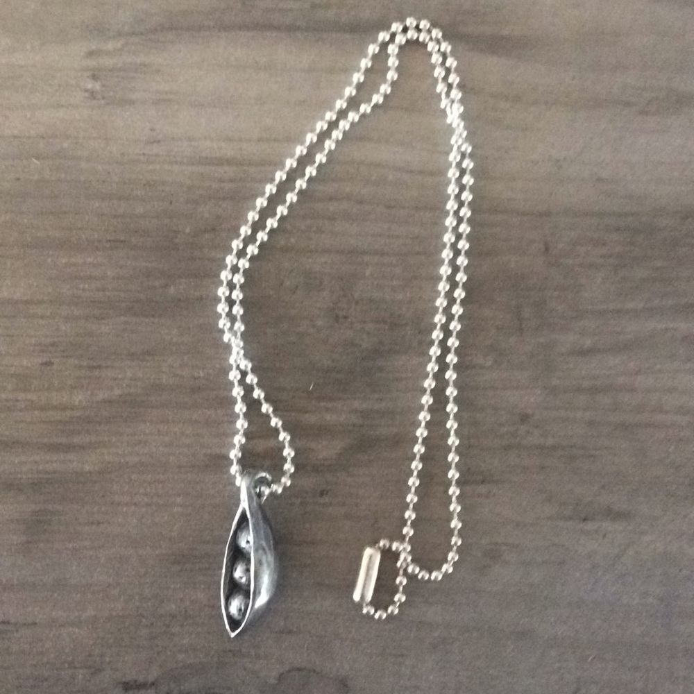 Sterling silver pea pod necklace